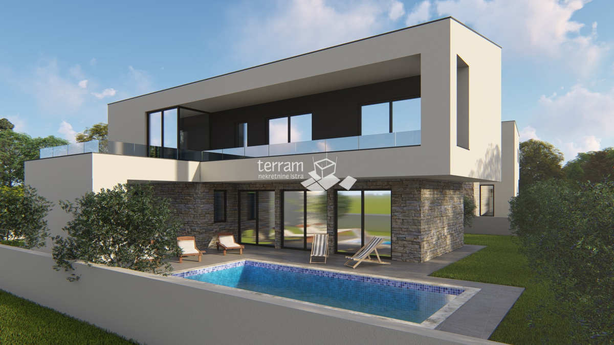 Istria, Marčana, casa 174,85m2 con piscina, vista mare, NUOVO!!, in vendita