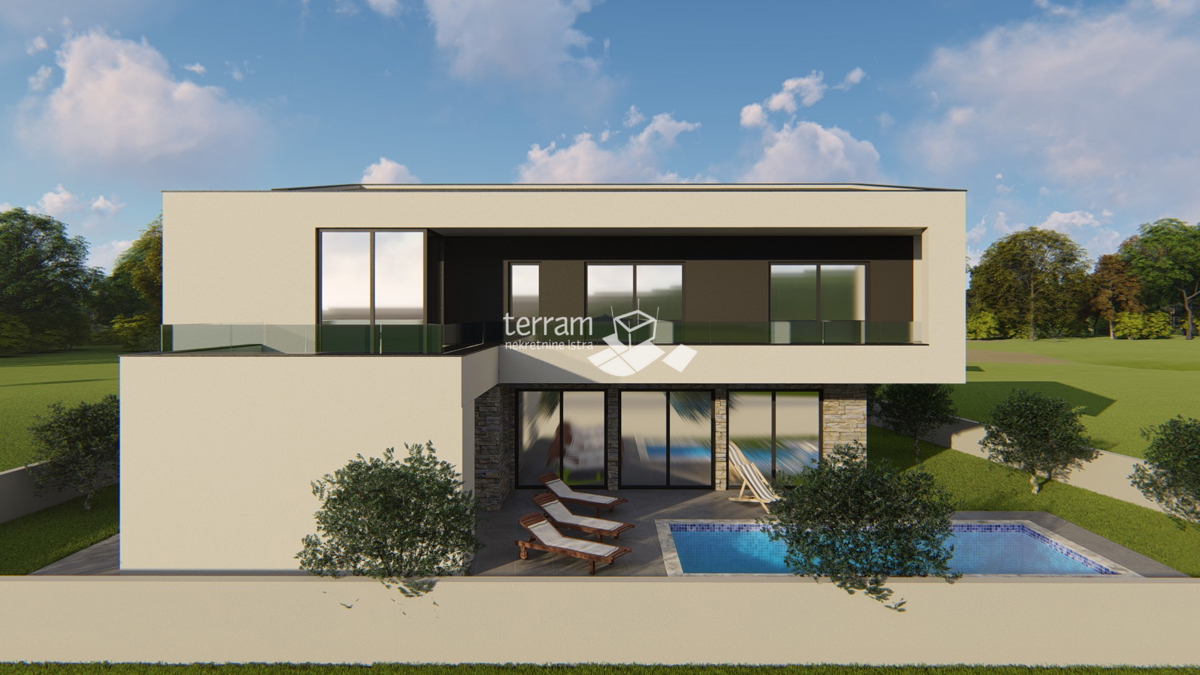 Istria, Marčana, casa 174,85m2 con piscina, vista mare, NUOVO!!, in vendita