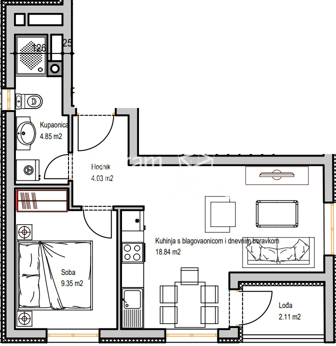 Istria, Pola, Centro, appartamento  39,18m2, nuova costruzione #in vendita