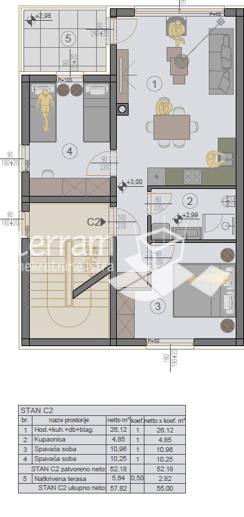 Istria, Pola, Štinjan, appartamento 57,50m2, 2 camere da letto, 1° piano, vista mare, NUOVO!! #vendita