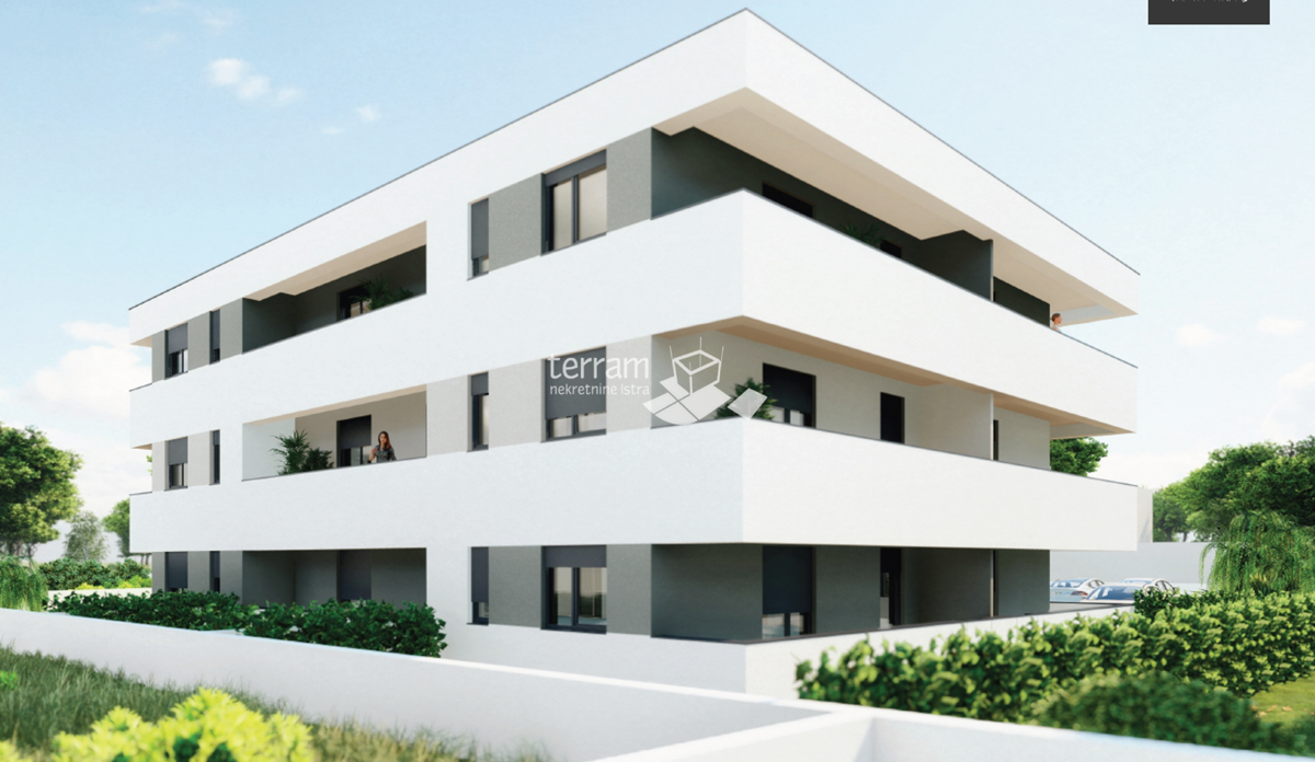 Istra, Pula, periferia, appartamento al piano terra 62,38m2, 2 camere da letto + soggiorno con angolo cottura, giardino, parcheggio, NUOVO!! #vendita