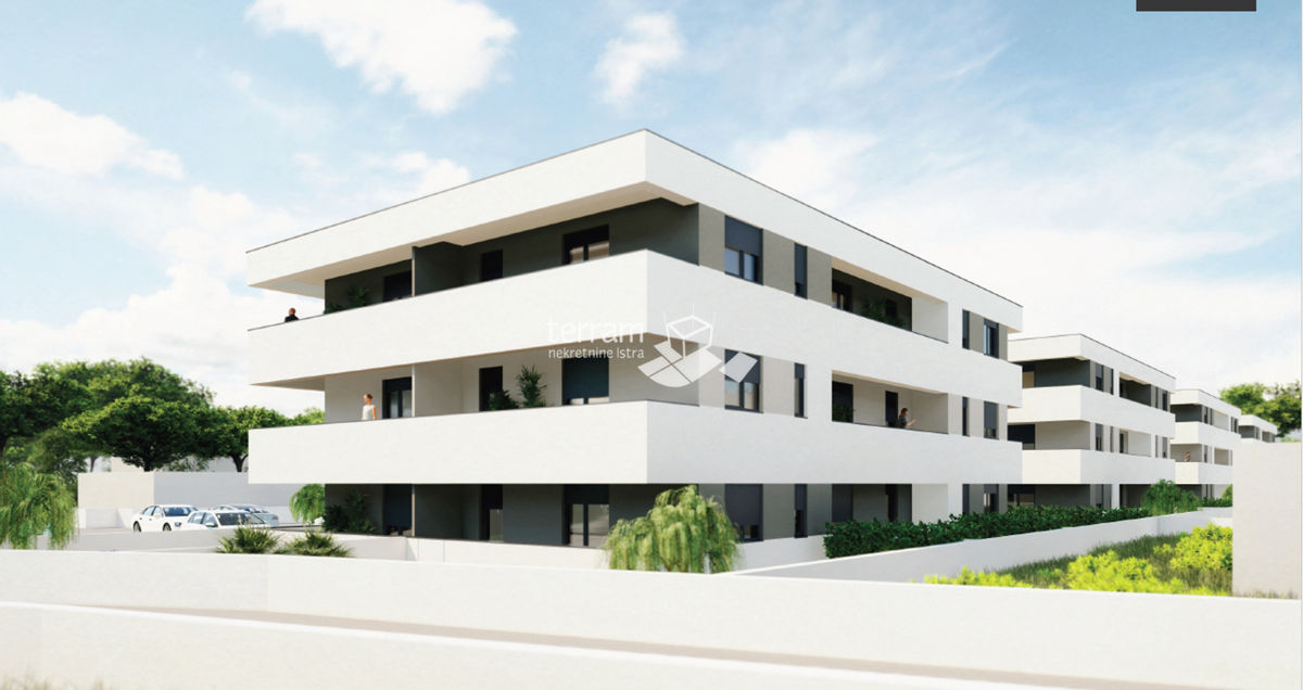 Istra, Pula, periferia, appartamento al piano terra 62,38m2, 2 camere da letto + soggiorno con angolo cottura, giardino, parcheggio, NUOVO!! #vendita