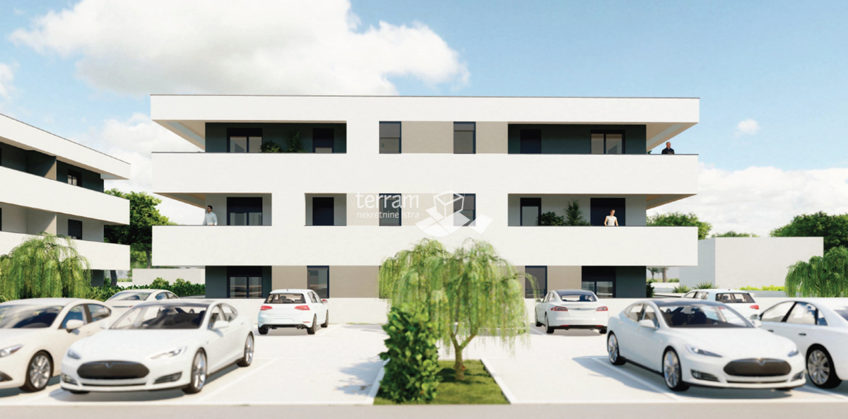 Istria, Pula, periferia, appartamento 57,96m2, 2 camere + soggiorno con angolo cottura, secondo piano, parcheggio, NUOVO!! #vendita