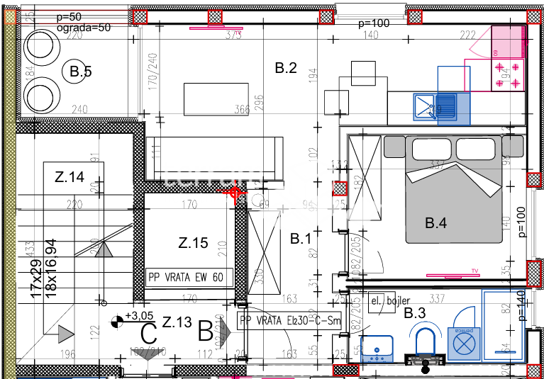 Istria, Pola, Veli vrh, appartamento 47,73m2, primo piano, 1 camera da letto + soggiorno con angolo cottura, garage, NUOVO, #vendita