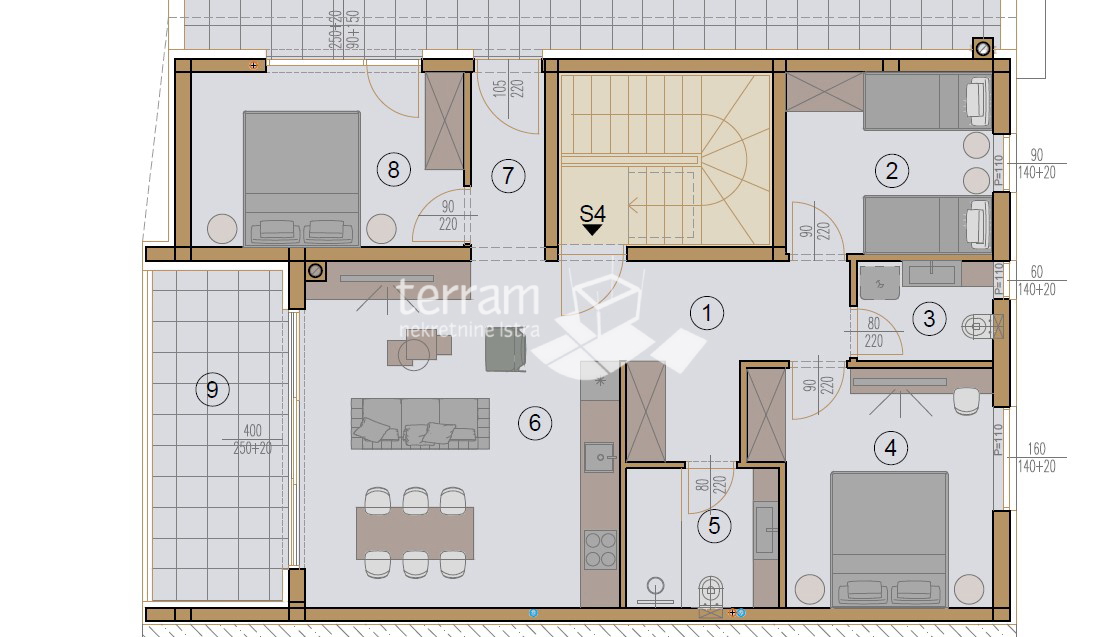 Istria, Pola, dintorni, appartamento 109,40 m2, 3 camere da letto + soggiorno, II. piano, parcheggio, NUOVO!! #vendita