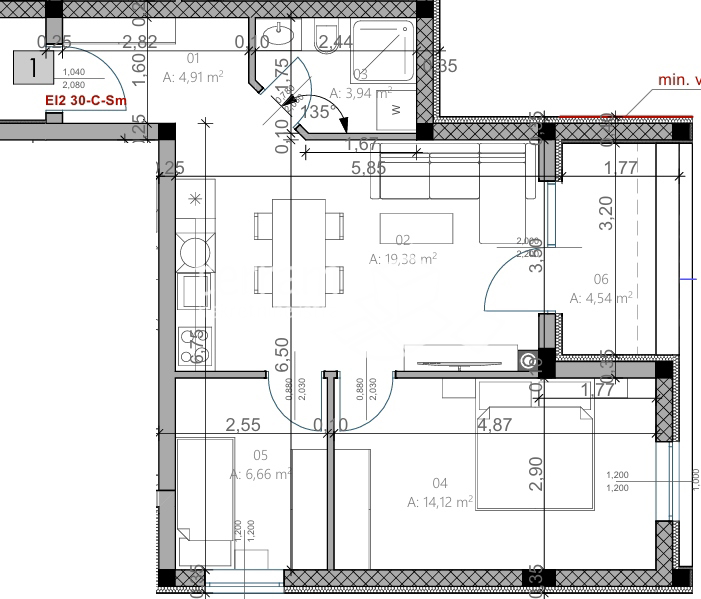 Istria, Pola, Monvidal, appartamento 61.42m2, 2SS+DB, NUOVO #vendita