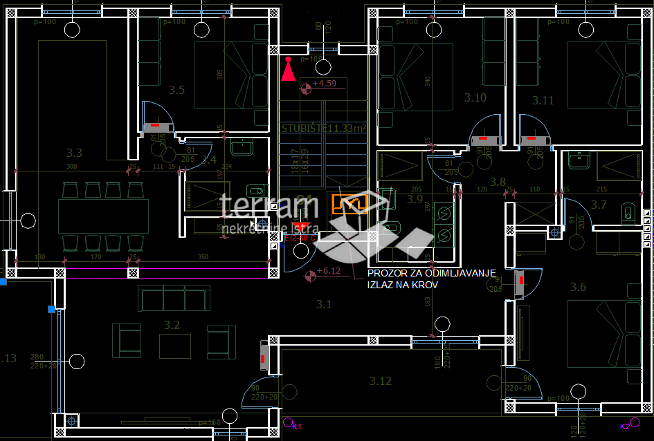 Istria, Pula, Štinjan, appartamento 170m2, 3 camere + soggiorno, secondo piano, garage, NUOVO, #vendita