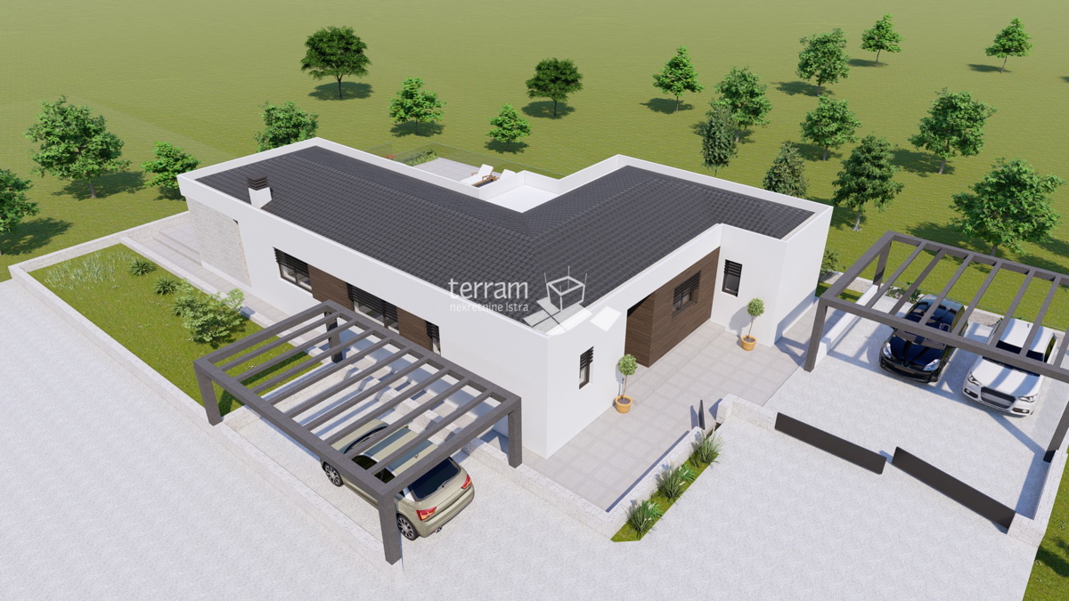 Istra, Barban, Pavlići, terreno edificabile 612 m2, progetto preliminare per villa a piano terra con piscina, #vendita