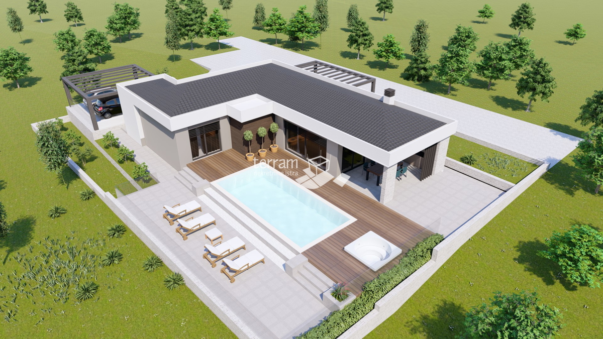 Istra, Barban, Pavlići, terreno edificabile 612 m2, progetto preliminare per villa a piano terra con piscina, #vendita