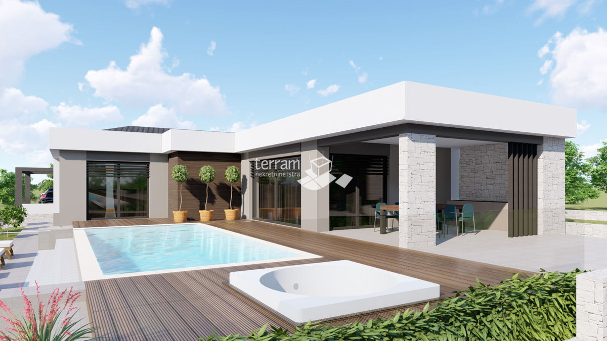 Istra, Barban, Pavlići, terreno edificabile 612 m2, progetto preliminare per villa a piano terra con piscina, #vendita