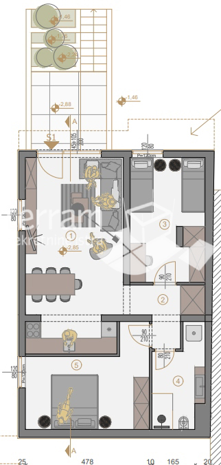 Istria, Fasana appartamento con due camere da letto al piano terra 76,08 m2 con giardino di 50 m2