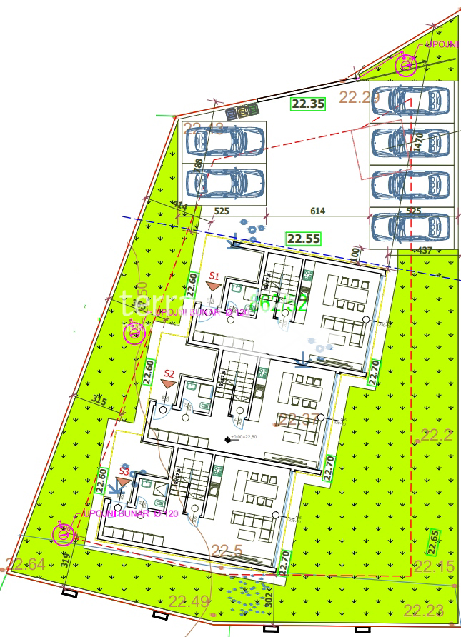 Istria, Medulin, terreno edificabile 700m2 con permesso di costruzione valido per tre appartamenti in vendita