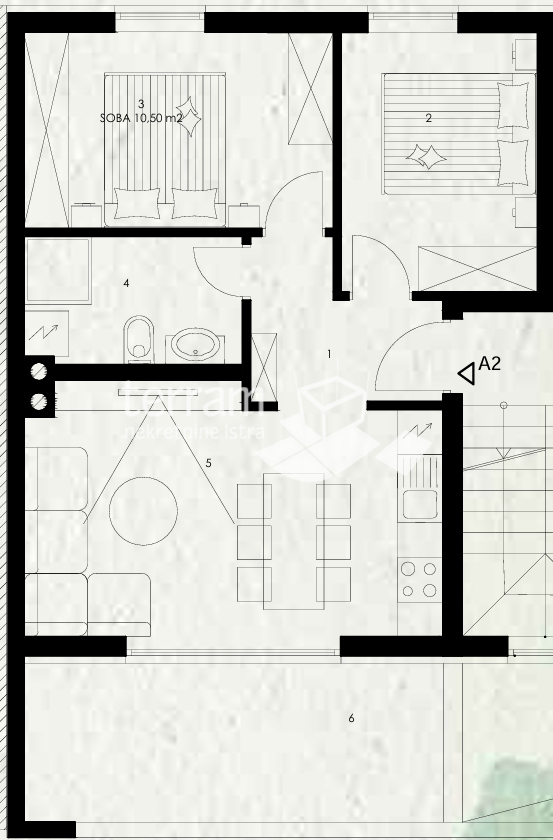 Istria, Pola, primo piano,64,300m2, 2SS+DB, NUOVO #vendita