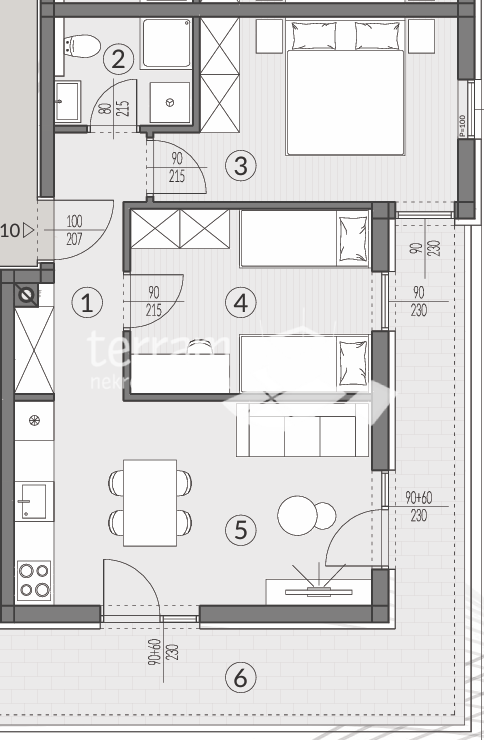 Istra, Pula, periferia, appartamento 61,21 m², 2 camere da letto + soggiorno con angolo cottura, primo piano, due posti auto, NUOVO!! #vendita