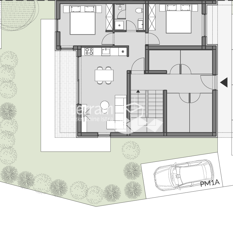 Istra, Pula, Valdebek, piano terra 61,36m2, 2 camere da letto + soggiorno, ripostiglio, parcheggio, NUOVO, #vendita