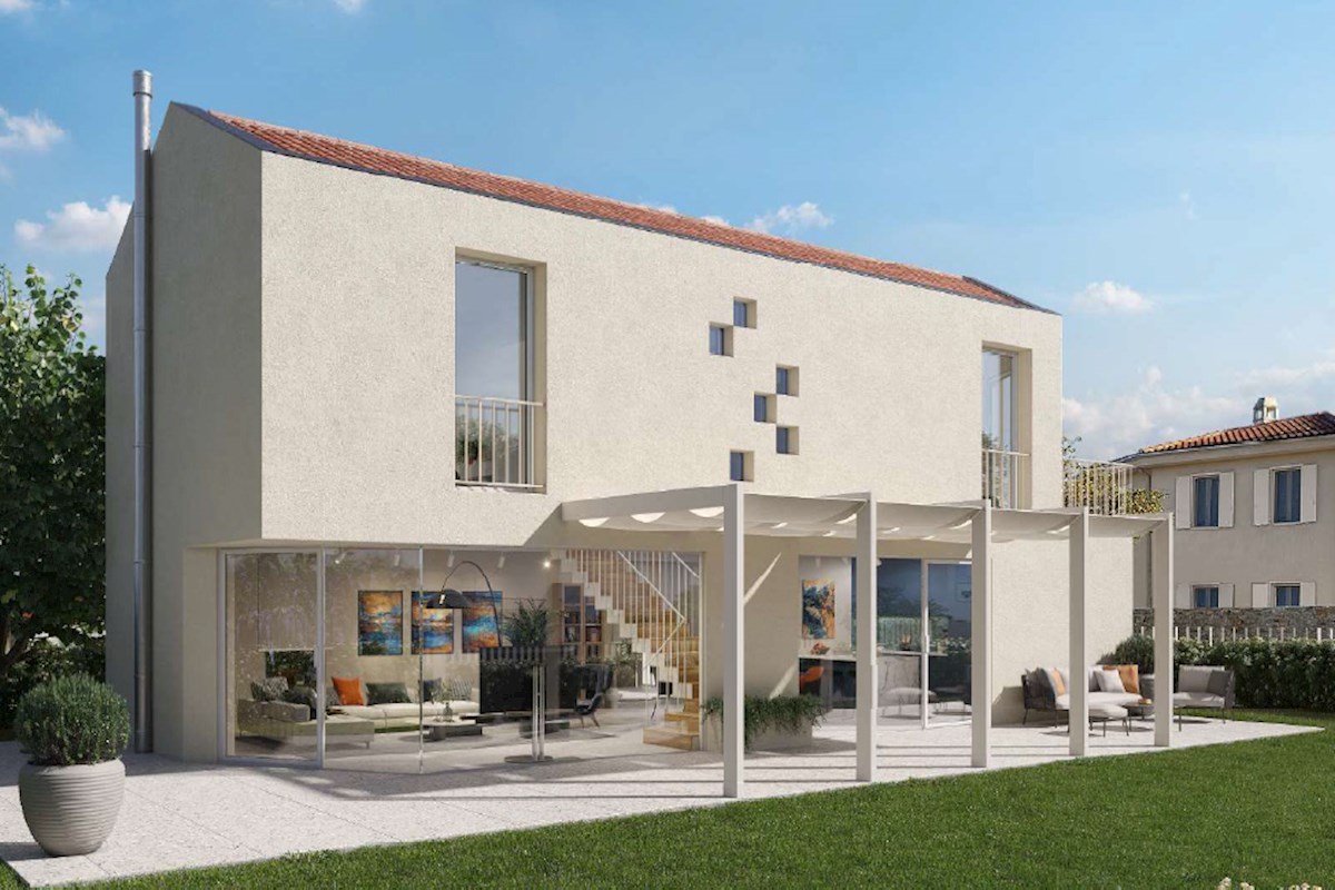 KV – 046: Casa in costruzione, superficie netta 135 m², situata nel pittoresco villaggio di Funtana, a soli 150 metri in linea d’aria dal mare e circa 400 metri dalla spiaggia.