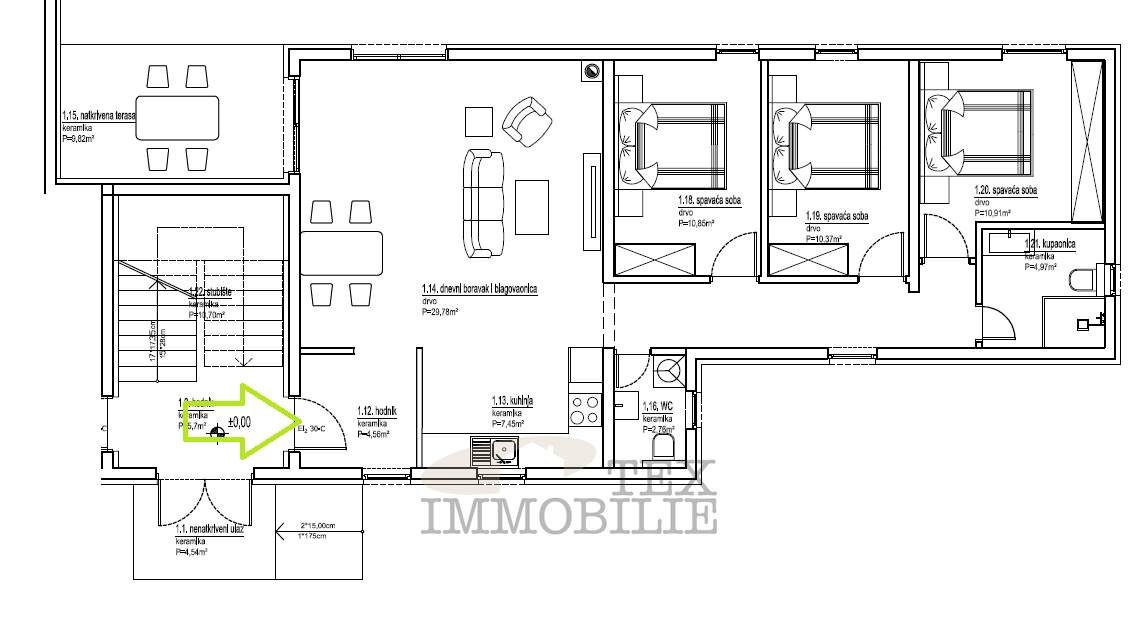 Appartamento con giardino e tre camere - B