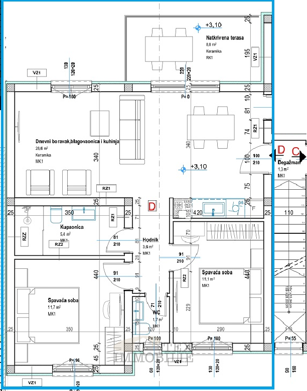 Tar, nuovo appartamento con due camere da letto – 72 m²