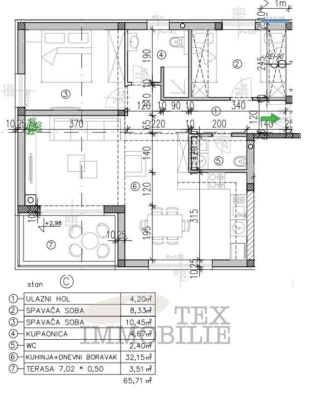 Tar – Nuovi appartamenti in costruzione – 2° piano – C2 – 65,71 m²