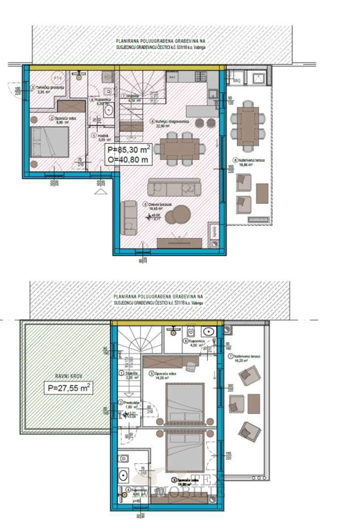 Poreč okolica, dvojna kuća u izgradnji u blizini moraa
