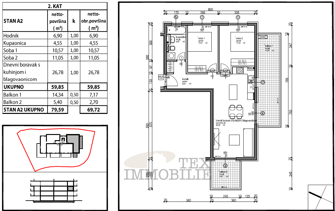 Appartamento Poreč, 69,72m2