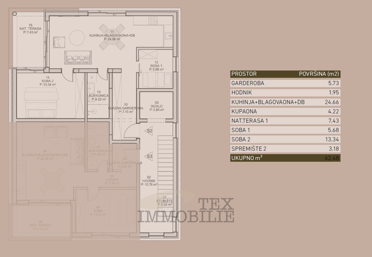 Parenzo – Moderno appartamento al primo piano con due camere da letto e terrazza coperta