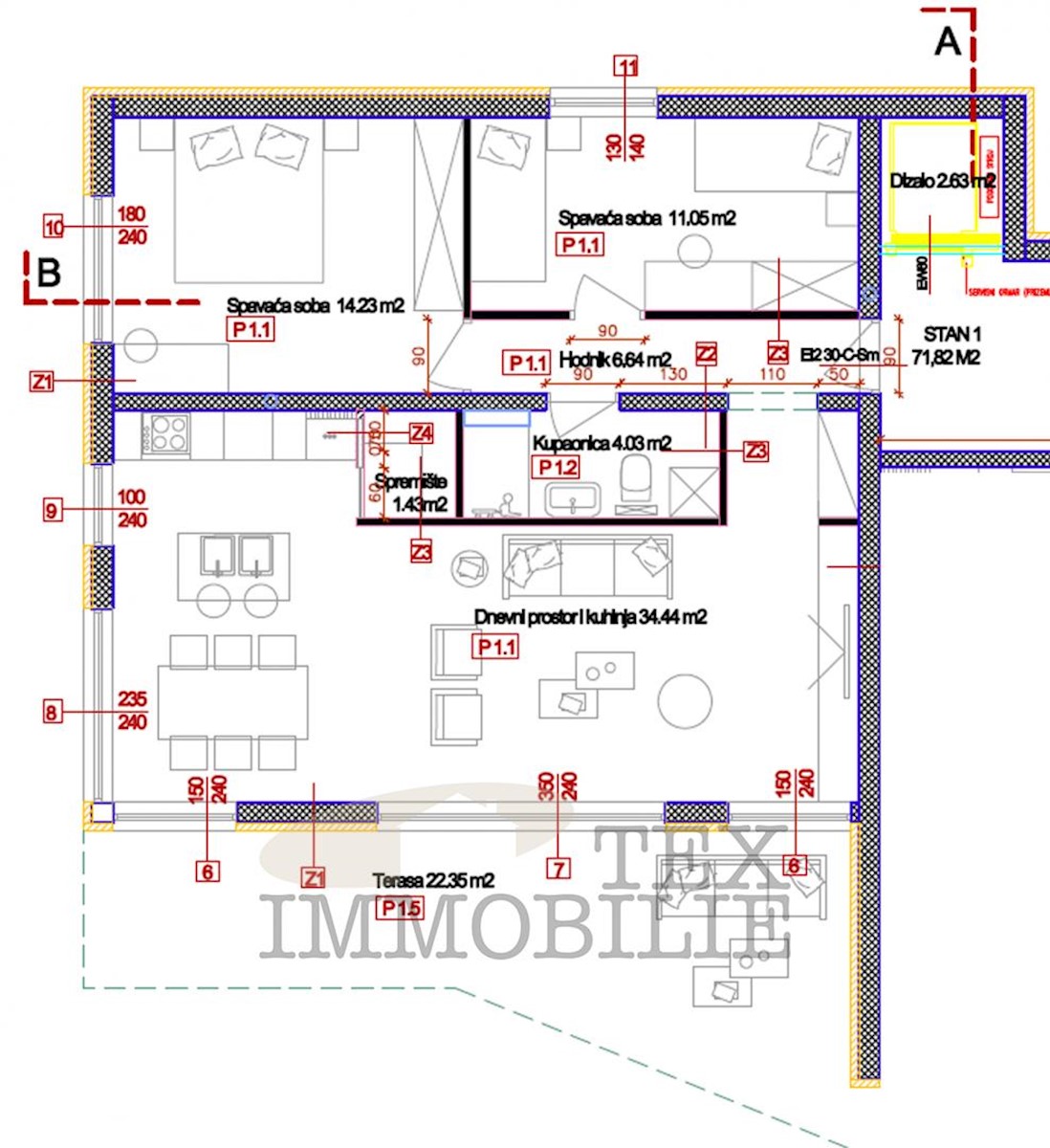 Appartamento al piano terra vicino al mare, 81.75m2