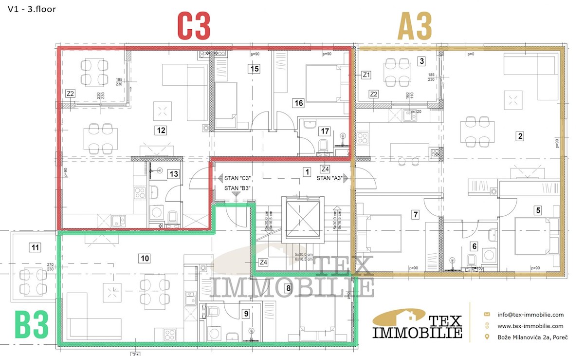 Lussuoso appartamento con due camere da letto, 89,88m2 - C3