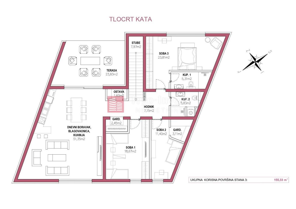 Appartamento Budainka, Slavonski Brod, 155,33m2