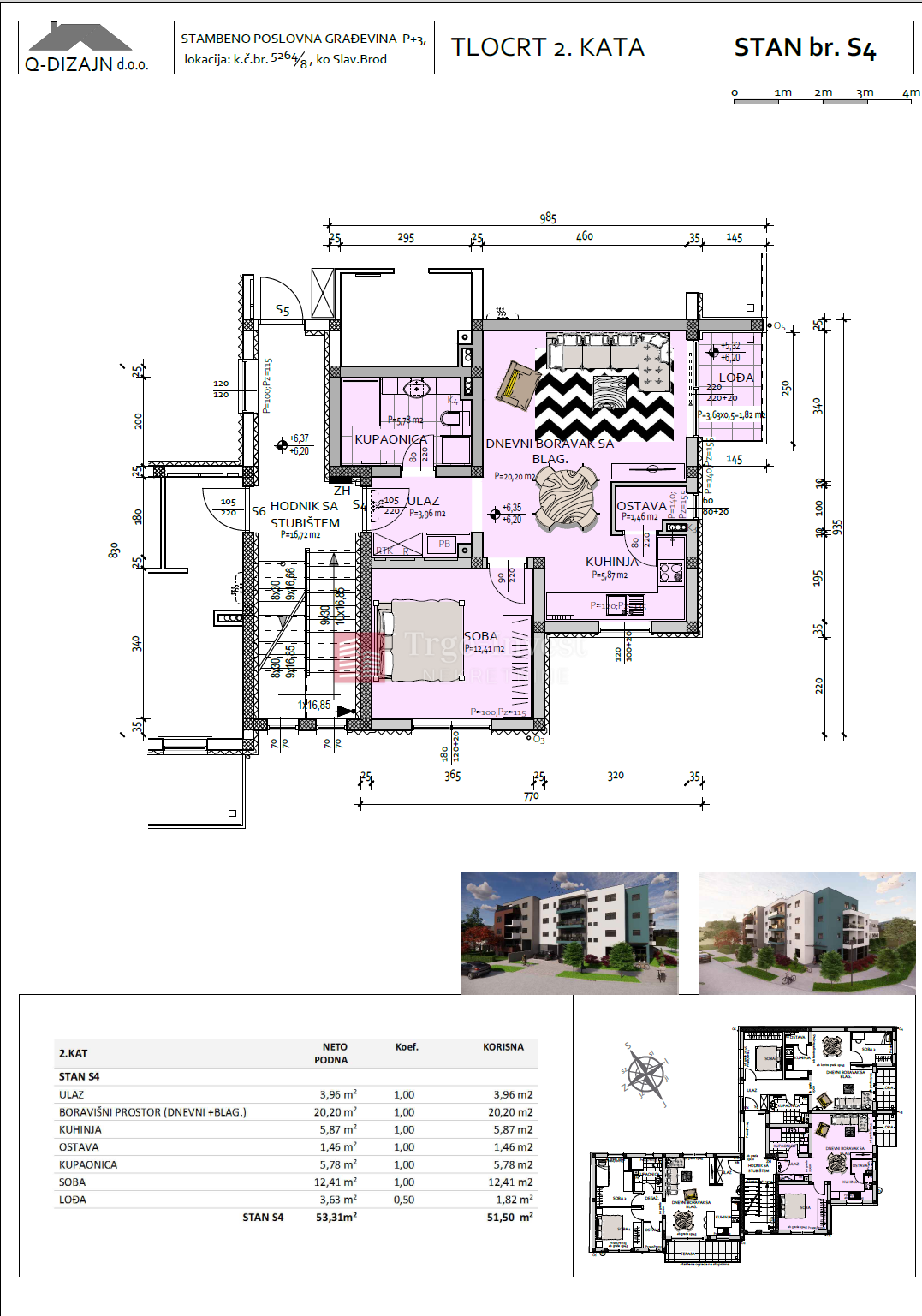 Appartamento Naselje Zrinski-Frankopana, Slavonski Brod, 54,63m2