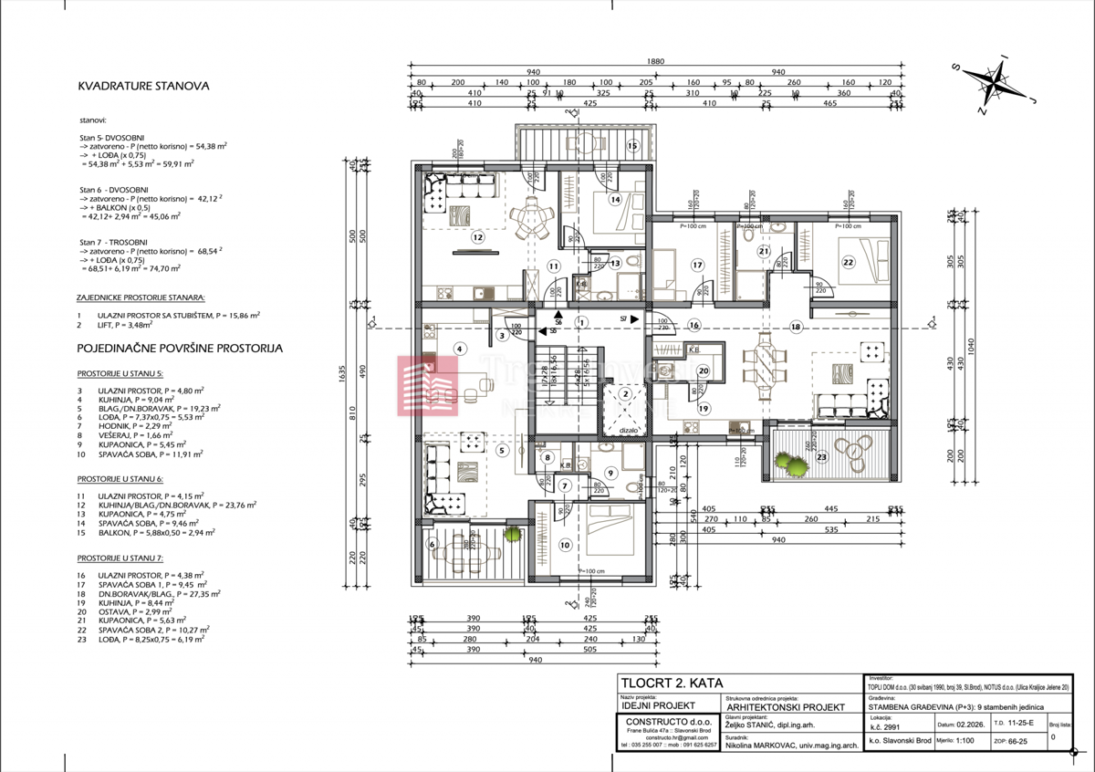 Appartamento Lutvinka, Slavonski Brod, 74,70m2