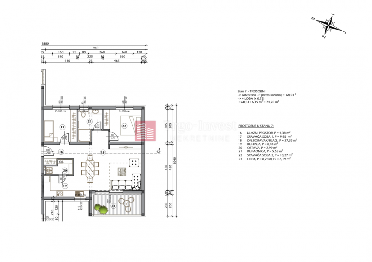 Appartamento Lutvinka, Slavonski Brod, 74,70m2