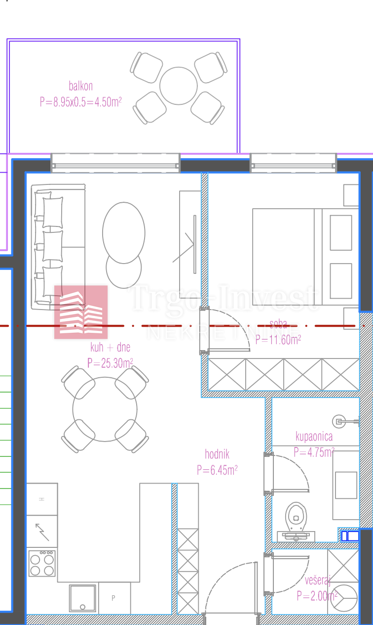 Appartamento Centar, Slavonski Brod, 54,60m2