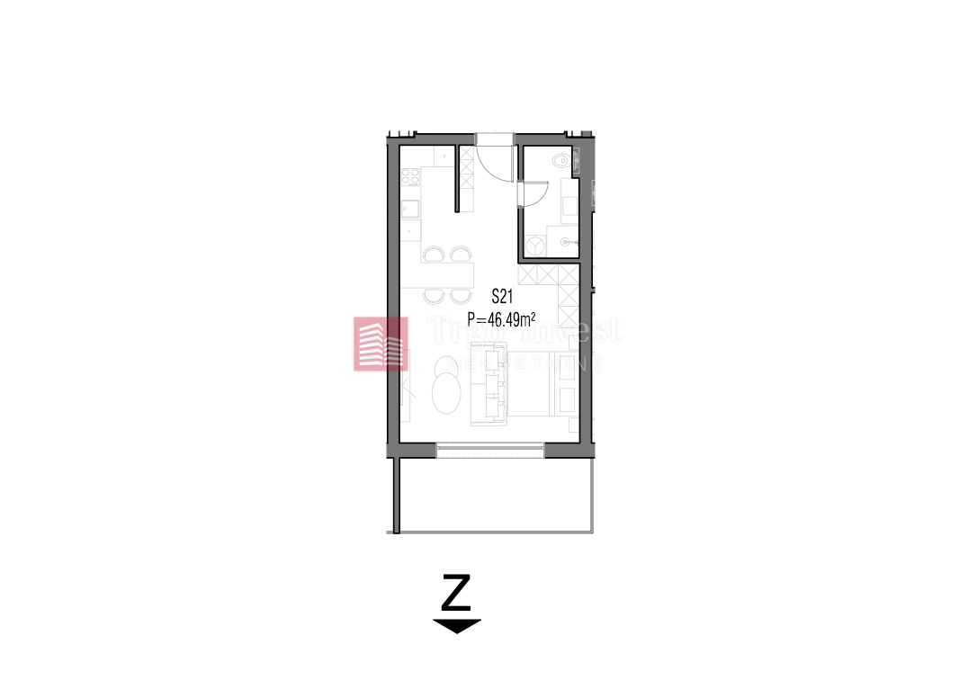 Appartamento Centar, Slavonski Brod, 46,49m2