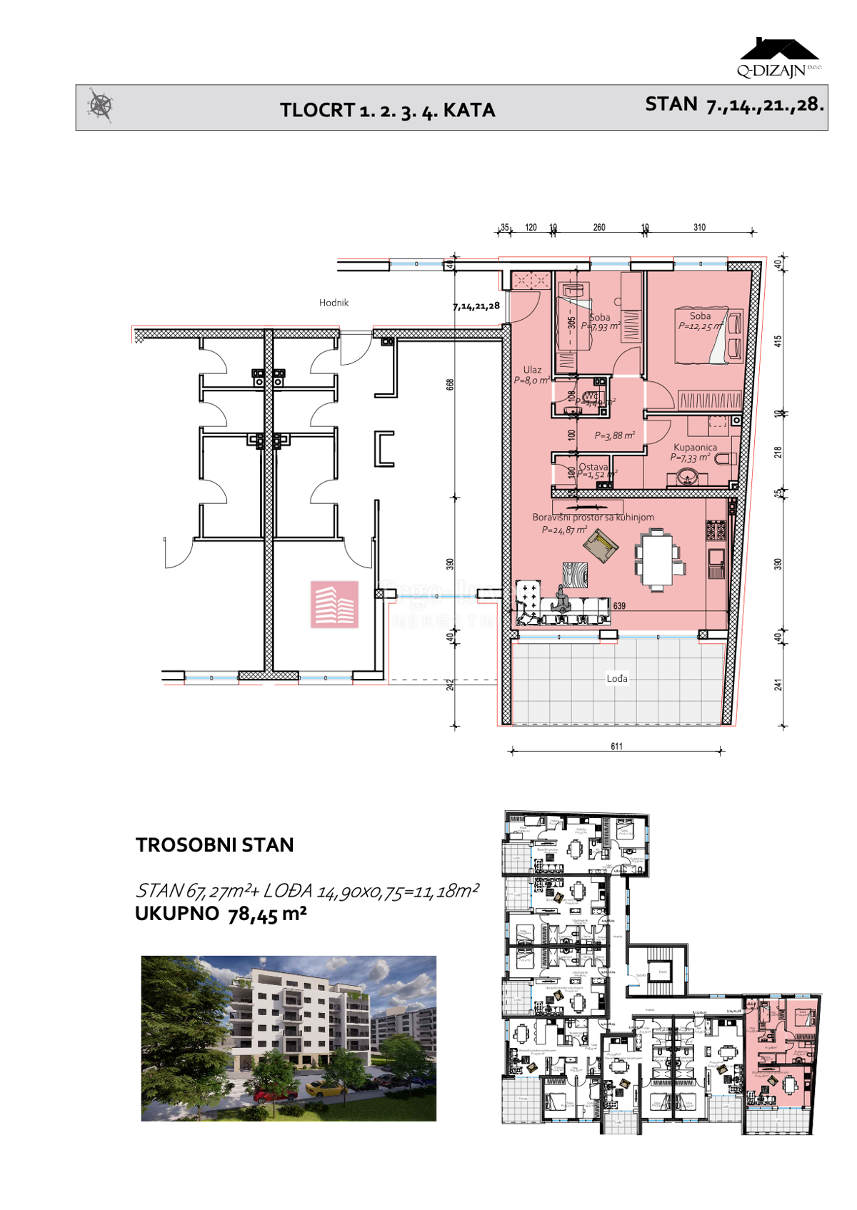 Appartamento Centar, Slavonski Brod, 78,45m2