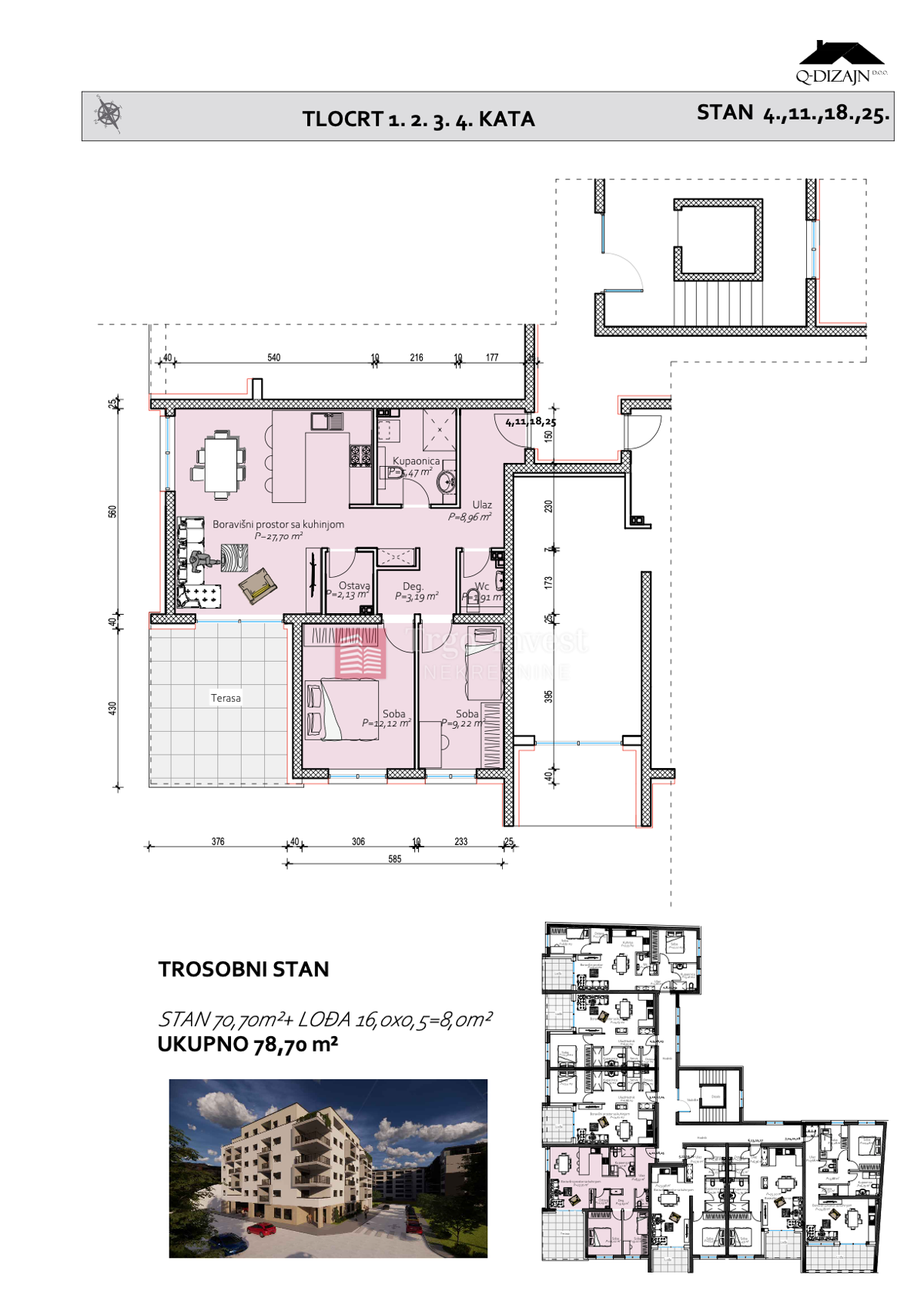 Appartamento Centar, Slavonski Brod, 78,70m2