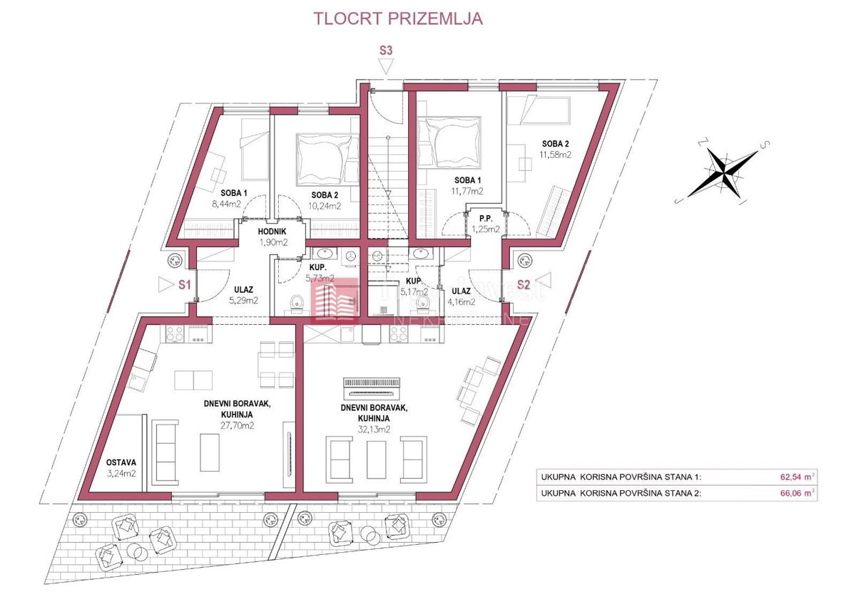Appartamento Budainka, Slavonski Brod, 66,06m2