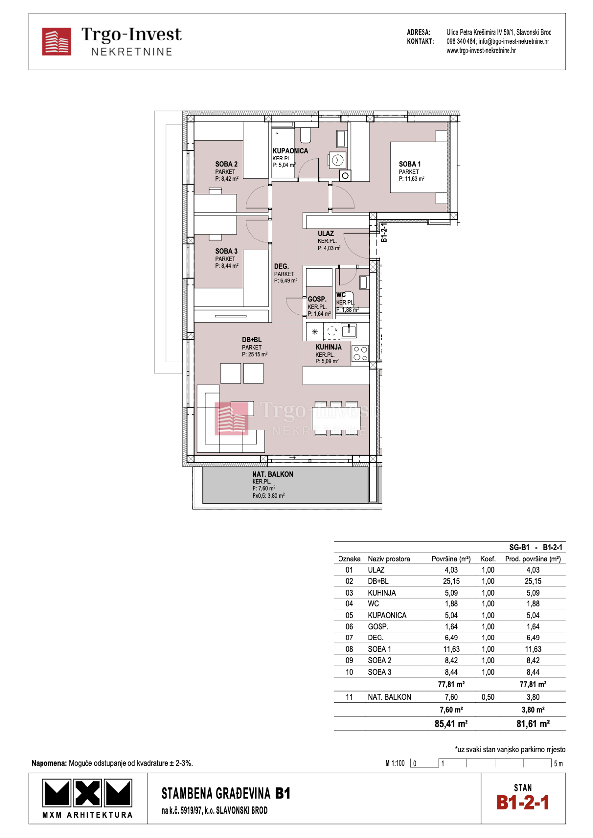 Appartamento Livada, Slavonski Brod, 81,61m2