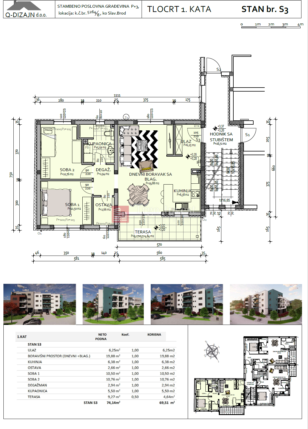 Appartamento Naselje Zrinski-Frankopana, Slavonski Brod, 72,64m2
