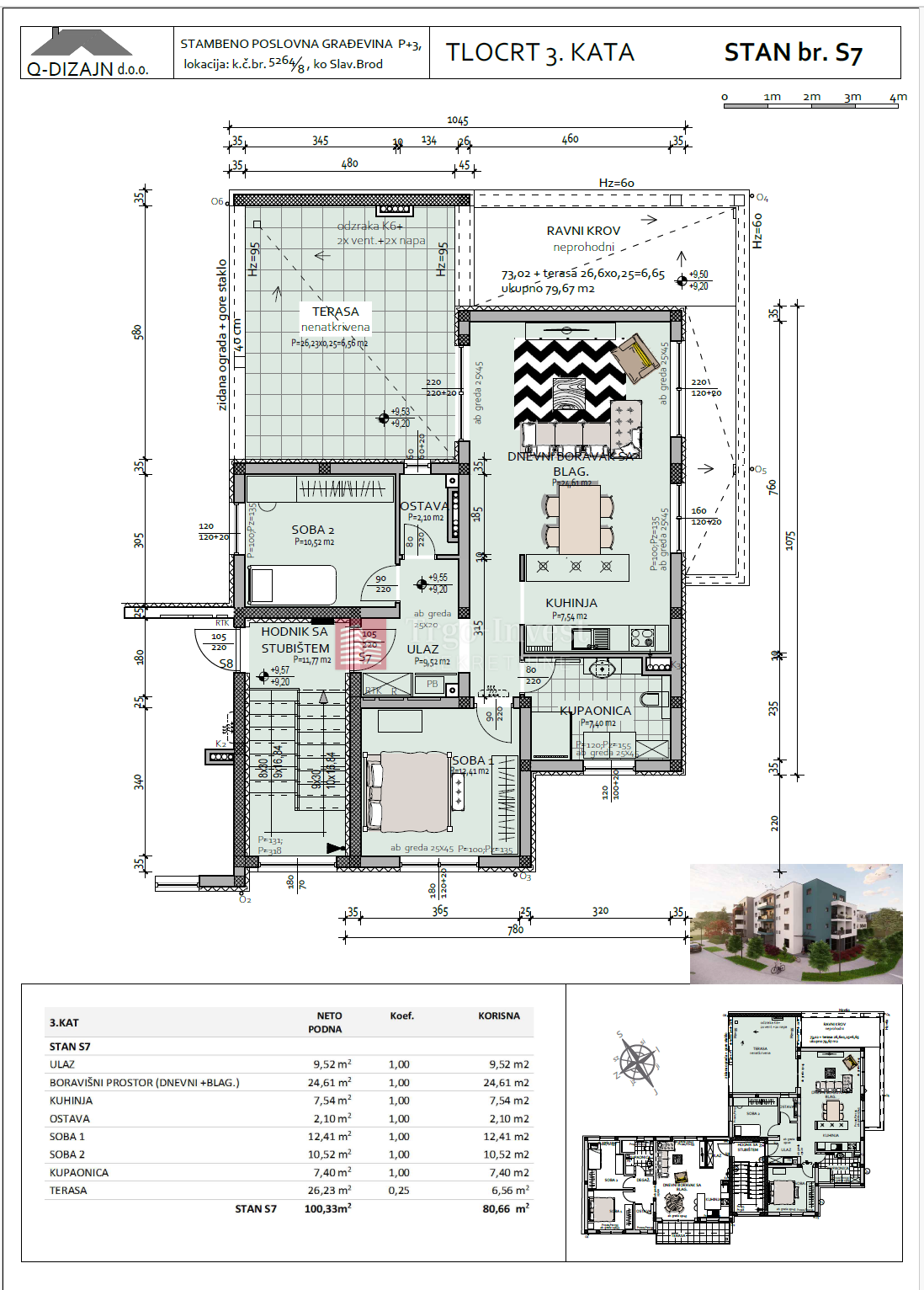 Appartamento Naselje Zrinski-Frankopana, Slavonski Brod, 83,78m2