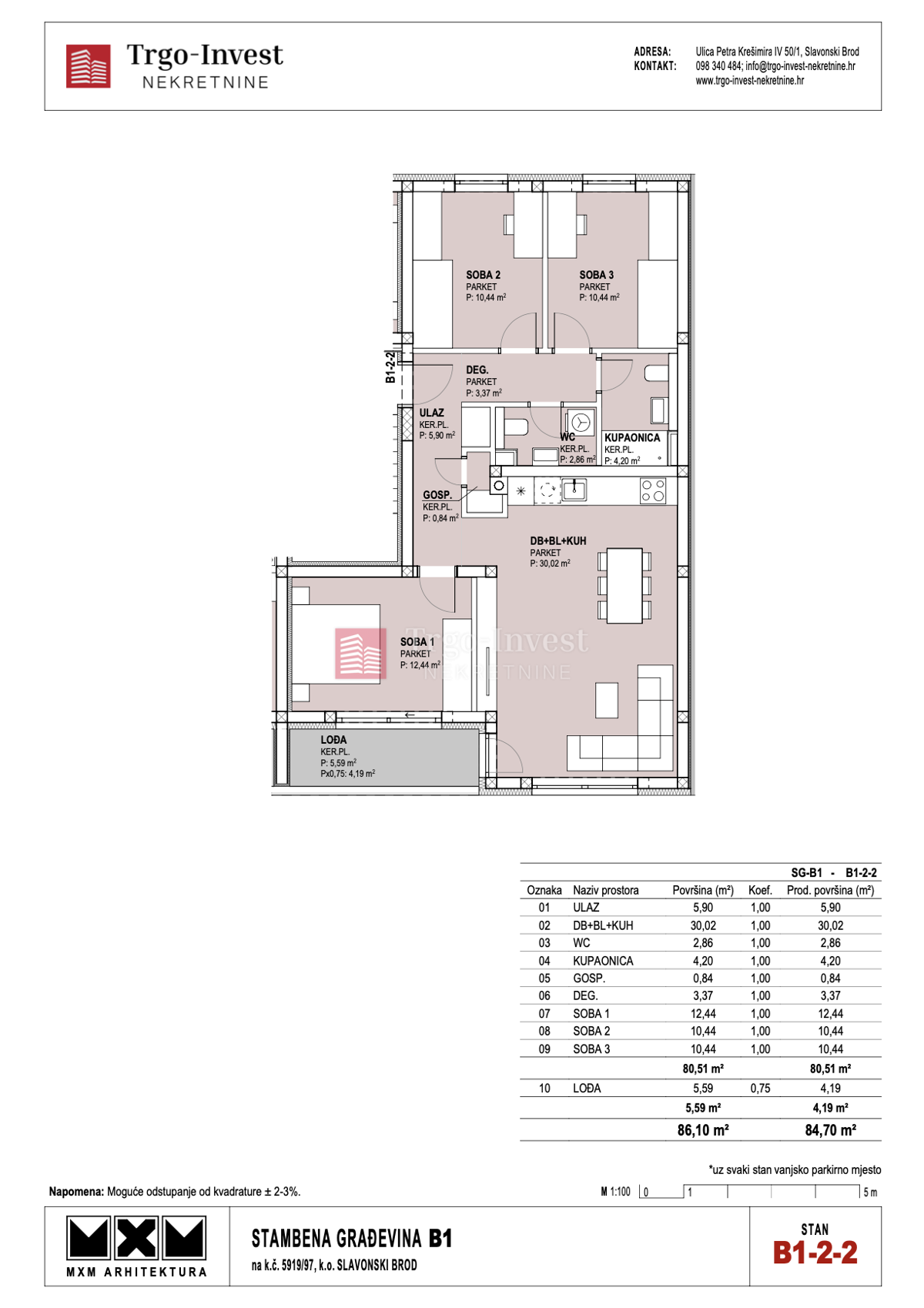 Appartamento Livada, Slavonski Brod, 84,70m2