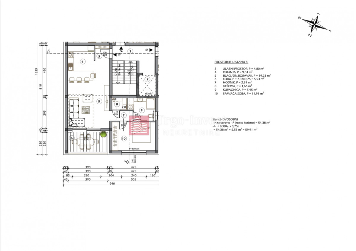 Appartamento Lutvinka, Slavonski Brod, 59,91m2