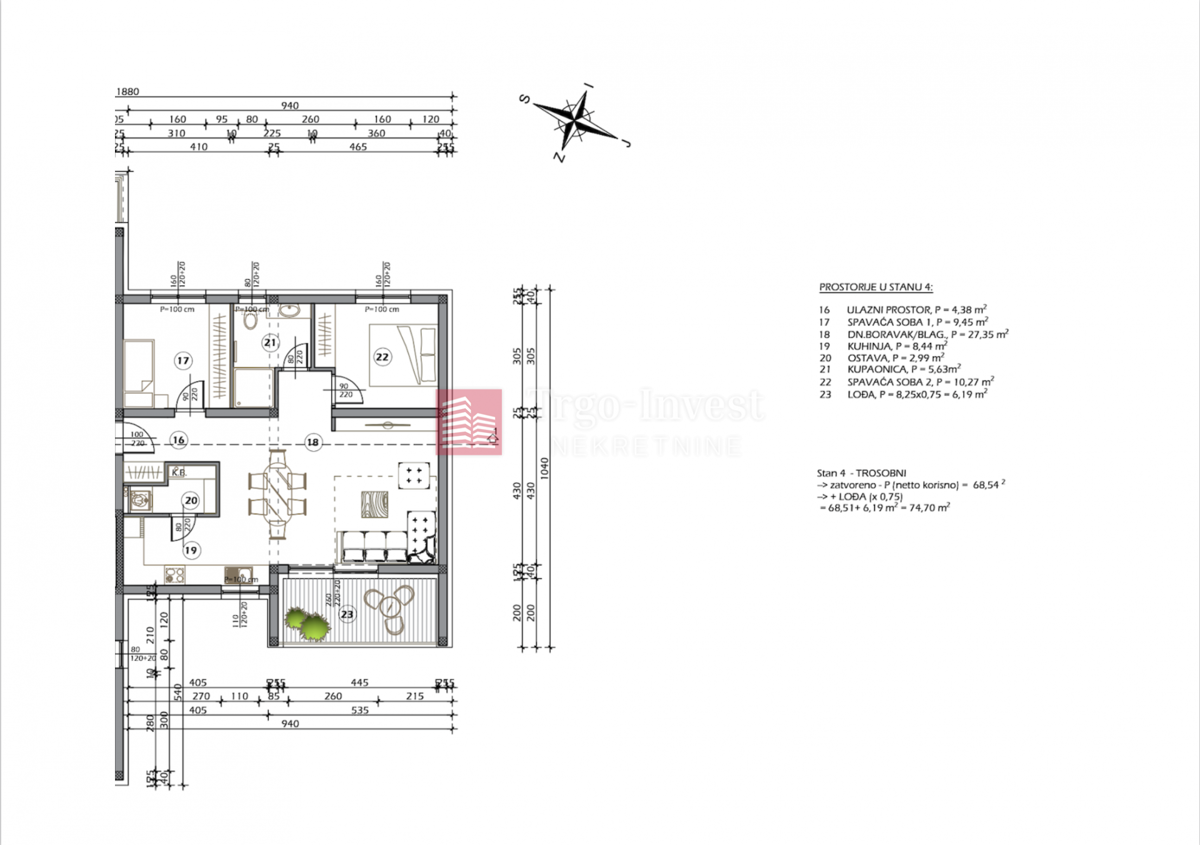 Appartamento Lutvinka, Slavonski Brod, 74,70m2