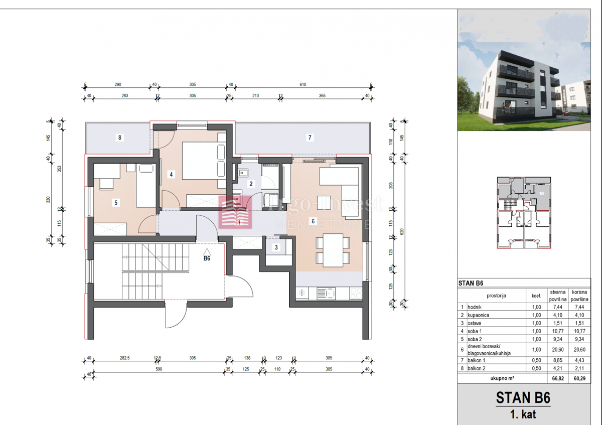 Appartamento Livada, Slavonski Brod, 63,42m2