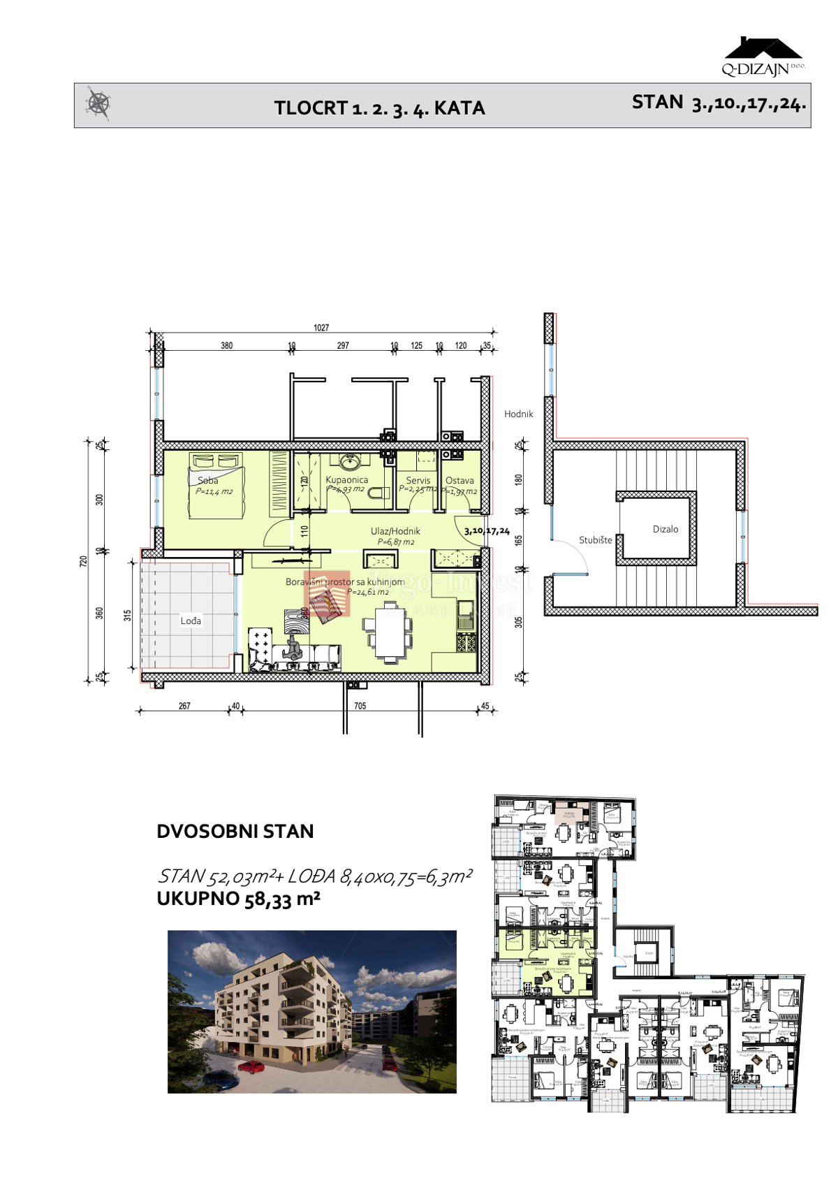 Appartamento Centar, Slavonski Brod, 58,33m2