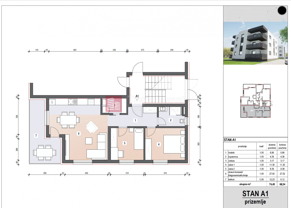 Appartamento Livada, Slavonski Brod, 71,45m2
