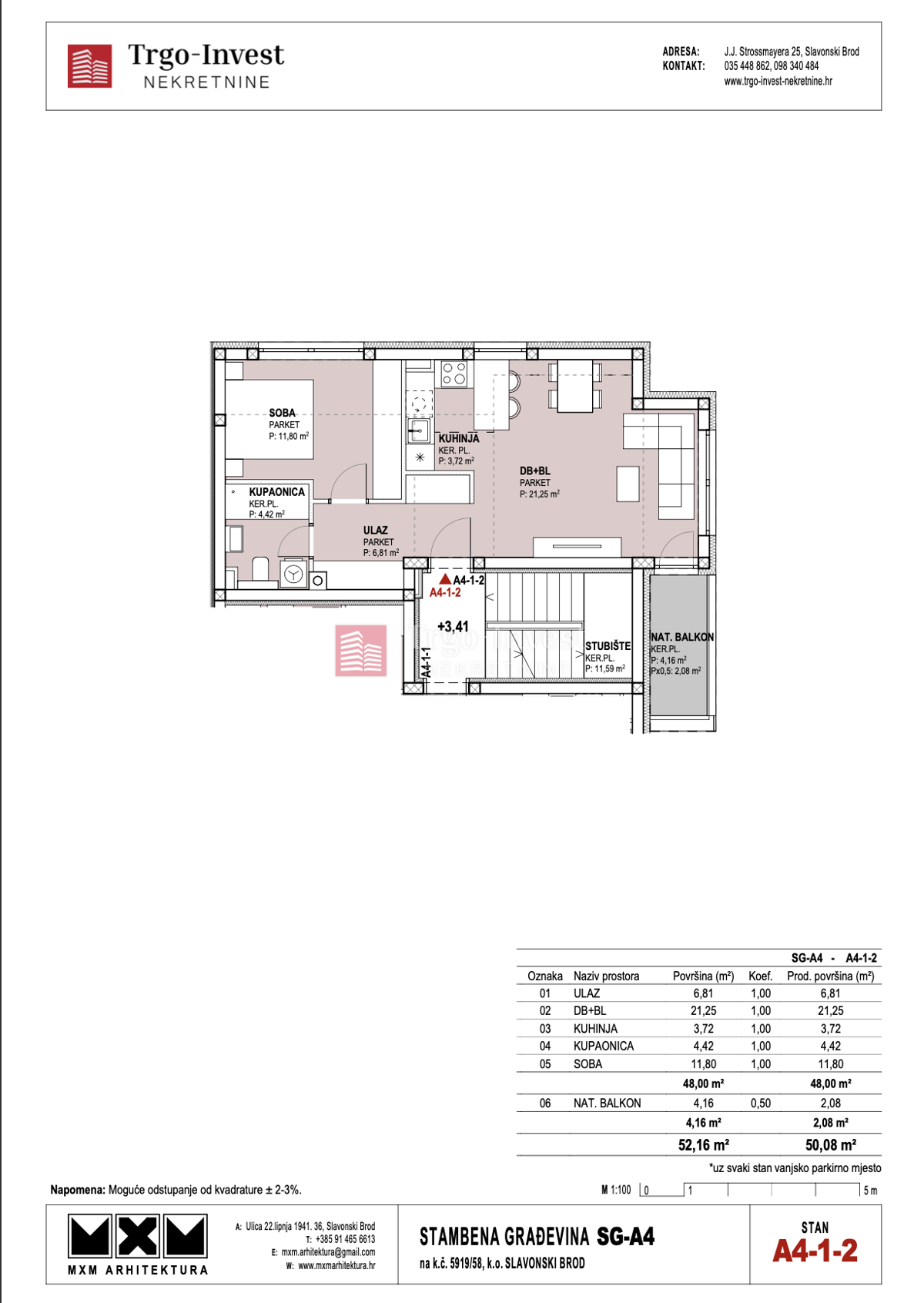 Appartamento Livada, Slavonski Brod, 50,08m2