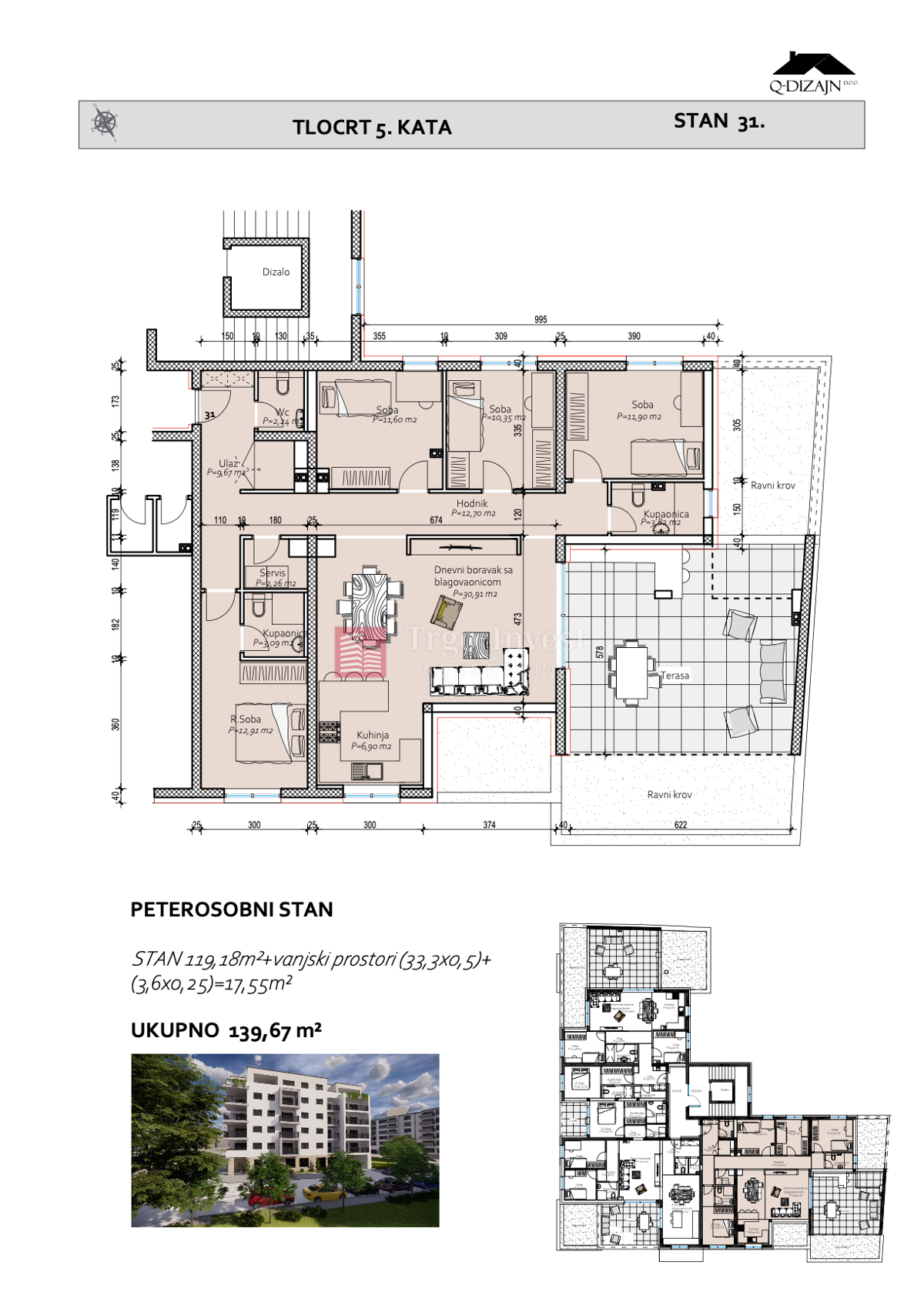 Appartamento Centar, Slavonski Brod, 139,67m2