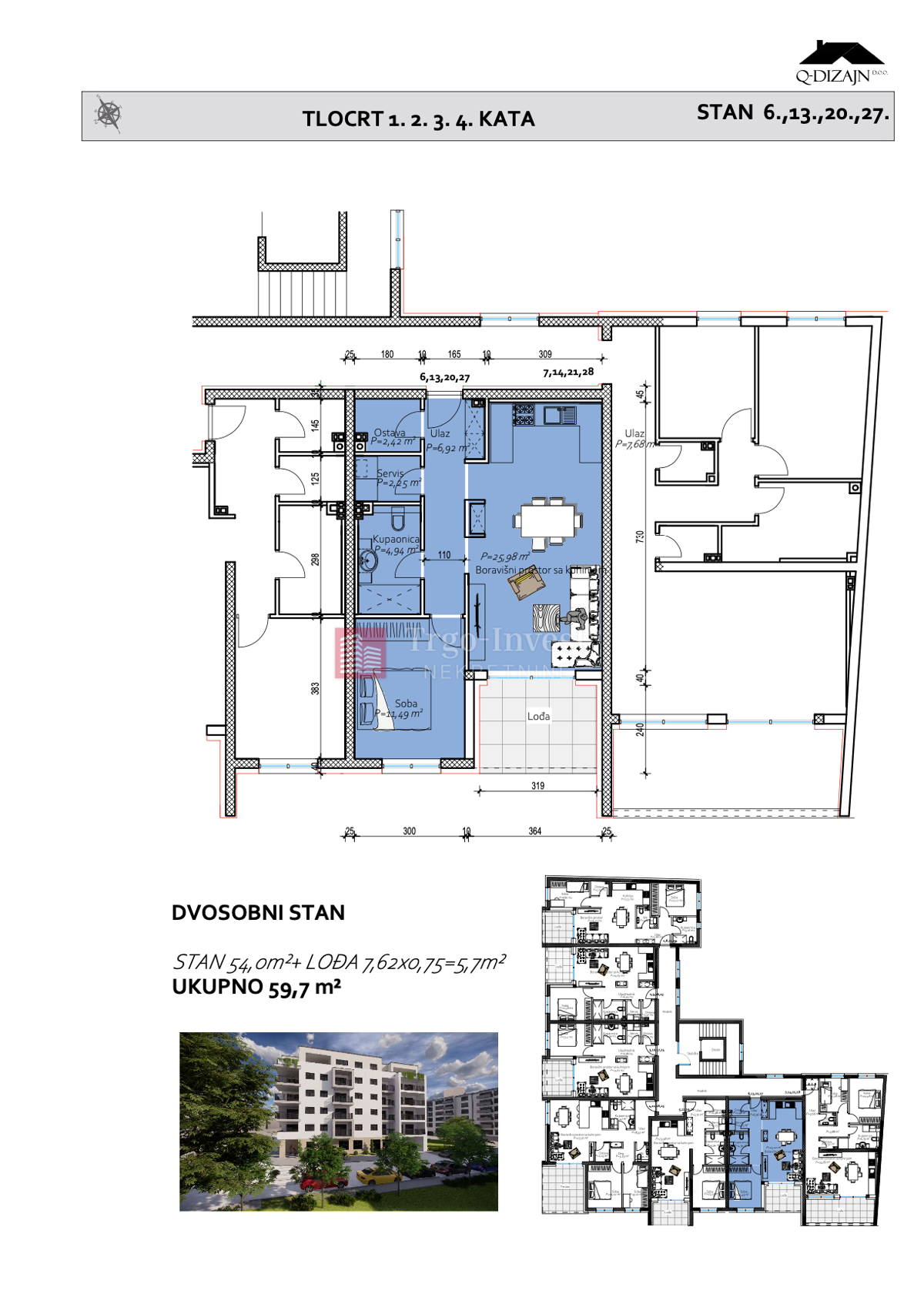 Appartamento Centar, Slavonski Brod, 59,70m2