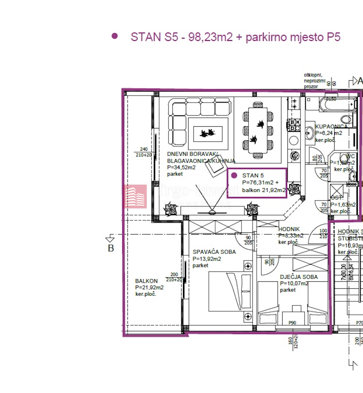 Appartamento Privlaka, 98,23m2